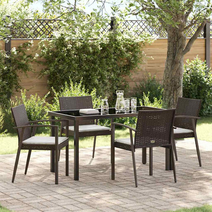 Set da Pranzo per Giardino 5 pcs Marrone e Nero Rattan in PE