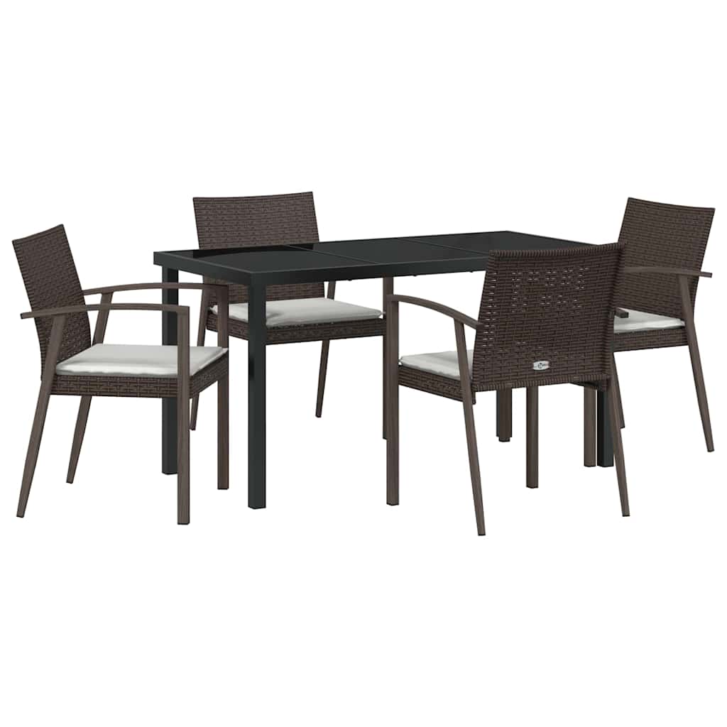 Set da Pranzo per Giardino 5 pcs Marrone e Nero Rattan in PE