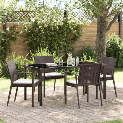 Set da Pranzo per Giardino 5 pcs Marrone e Nero Rattan in PE