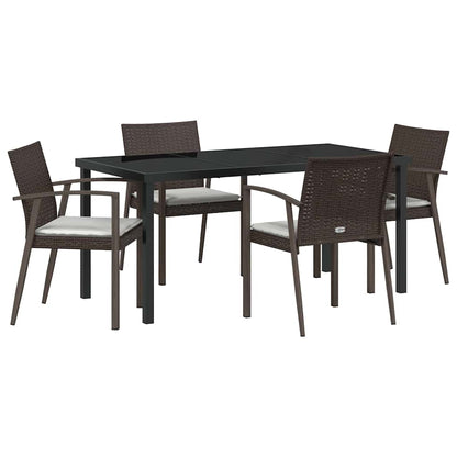Set da Pranzo per Giardino 5 pcs Marrone e Nero Rattan in PE