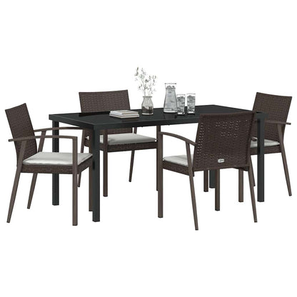 Set da Pranzo per Giardino 5 pcs Marrone e Nero Rattan in PE