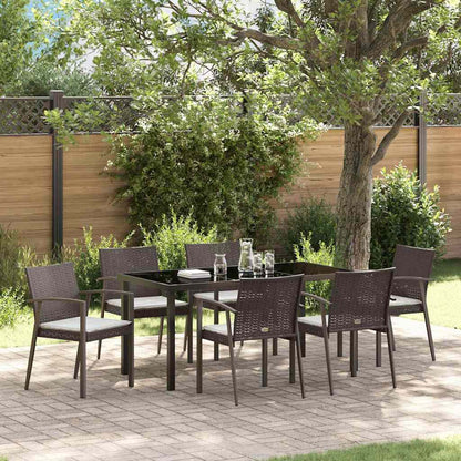 Set da Pranzo per Giardino 7 pcs Marrone e Nero Rattan in PE