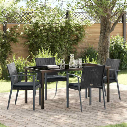 Set da Pranzo per Giardino 5 pcs Nero e Grigio Rattan in PE