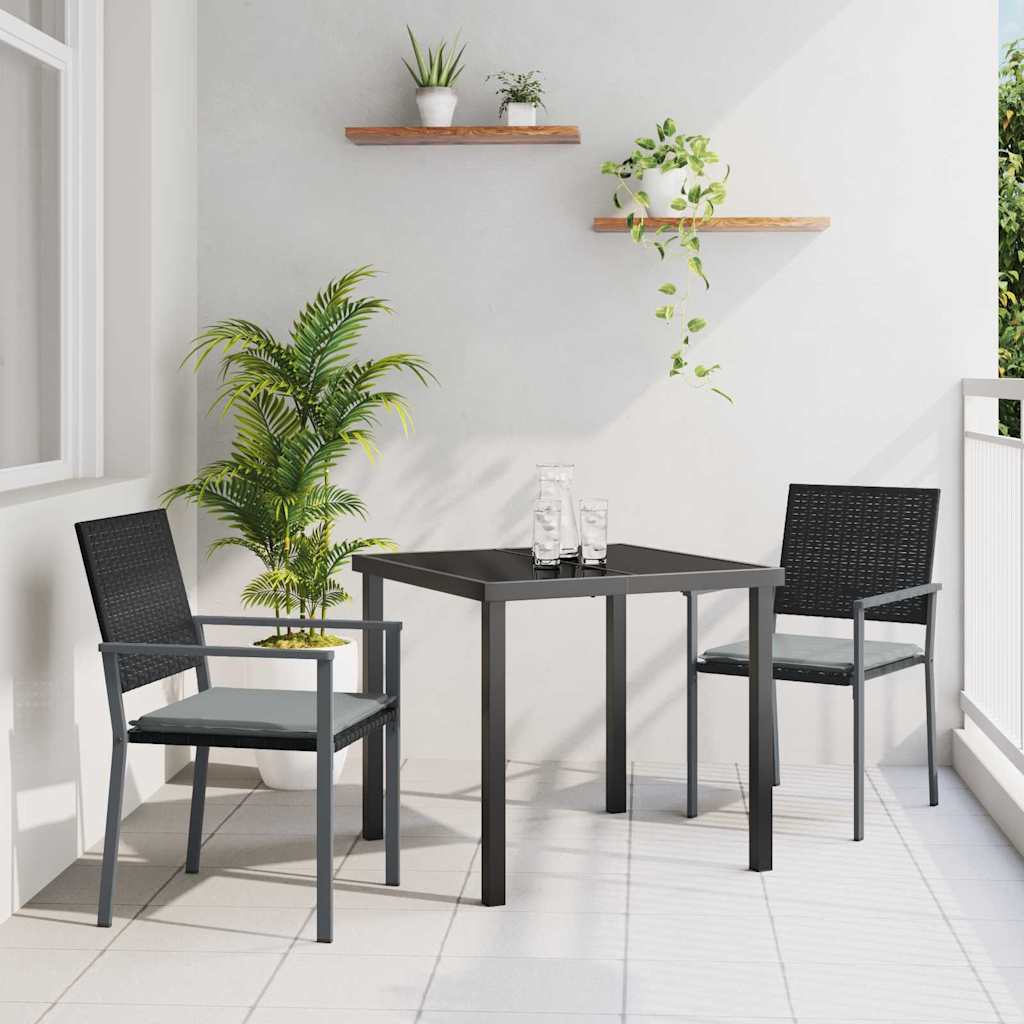 Set da Pranzo per Giardino 3 pcs Nero e Grigio Chiaro