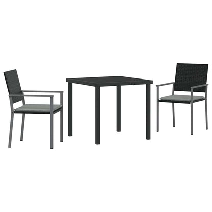 Set da Pranzo per Giardino 3 pcs Nero e Grigio Chiaro