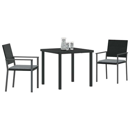 Set da Pranzo per Giardino 3 pcs Nero e Grigio Chiaro