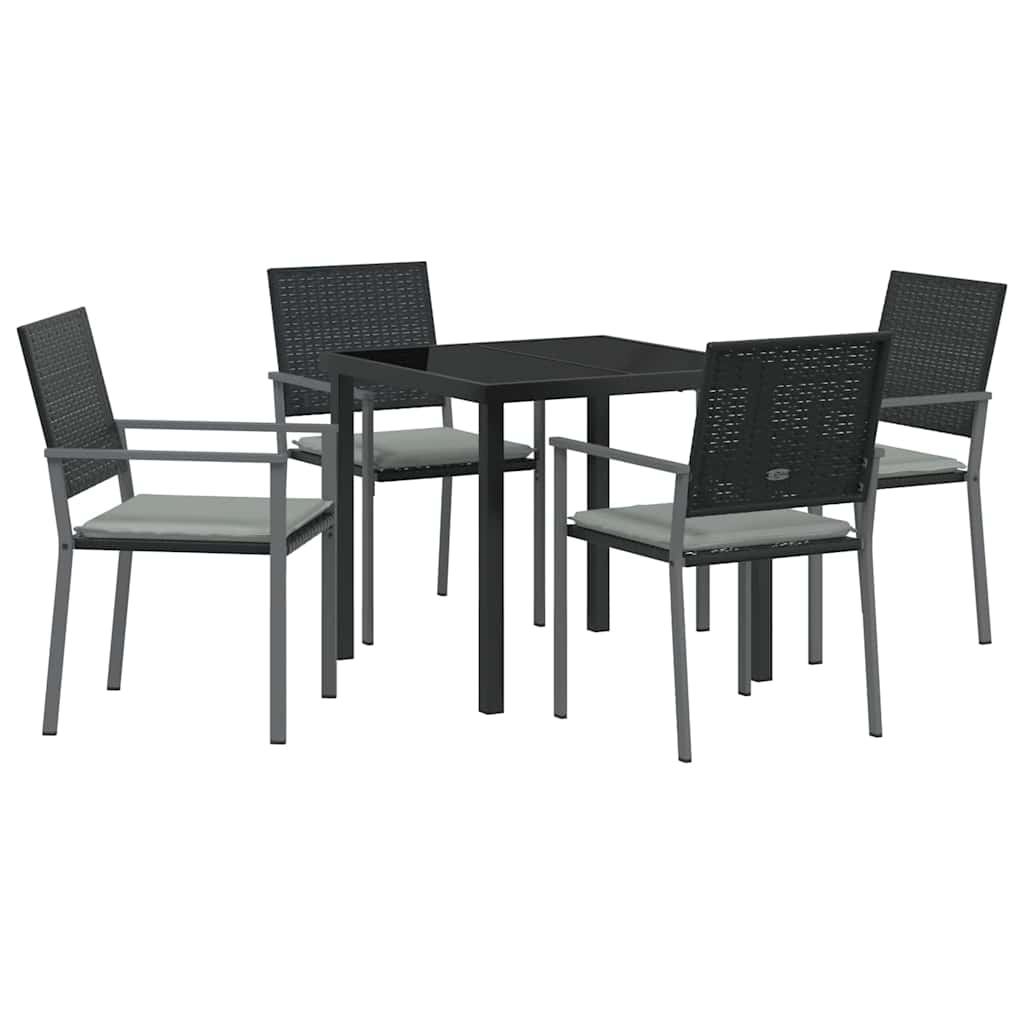 Set da Pranzo per Giardino 5 pcs Nero e Grigio Chiaro