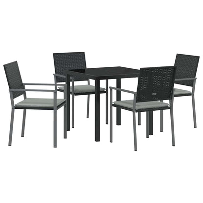 Set da Pranzo per Giardino 5 pcs Nero e Grigio Chiaro