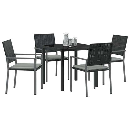 Set da Pranzo per Giardino 5 pcs Nero e Grigio Chiaro