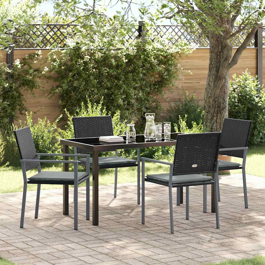 Set da Pranzo per Giardino 5 pcs Nero e Grigio Chiaro
