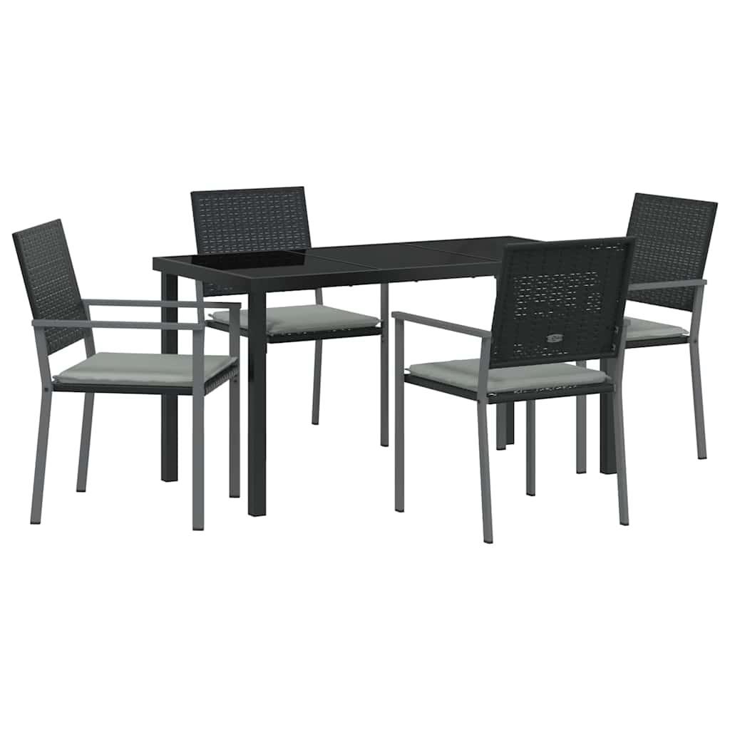 Set da Pranzo per Giardino 5 pcs Nero e Grigio Chiaro