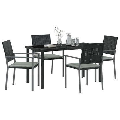 Set da Pranzo per Giardino 5 pcs Nero e Grigio Chiaro