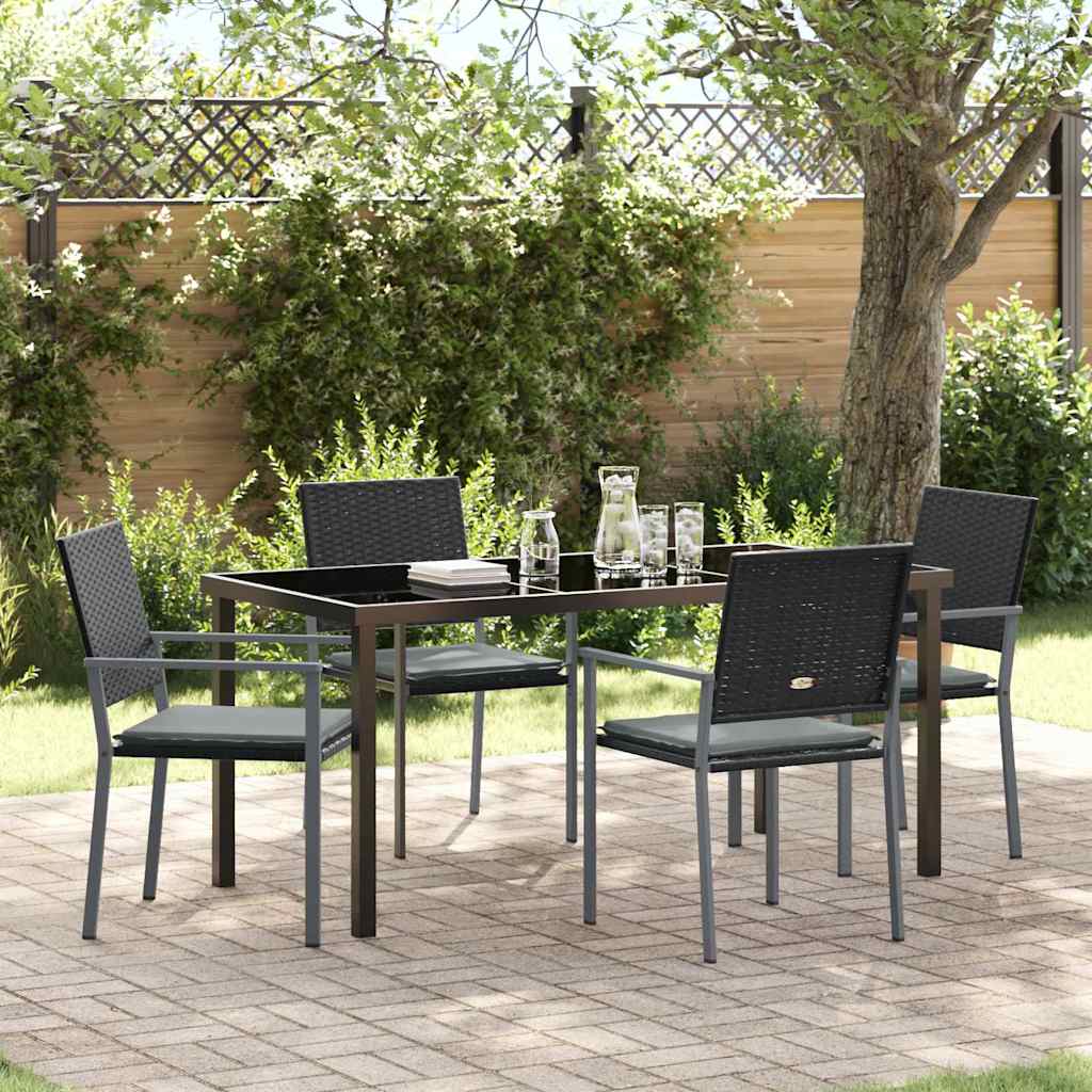 Set da Pranzo per Giardino 5 pcs Nero e Grigio Chiaro