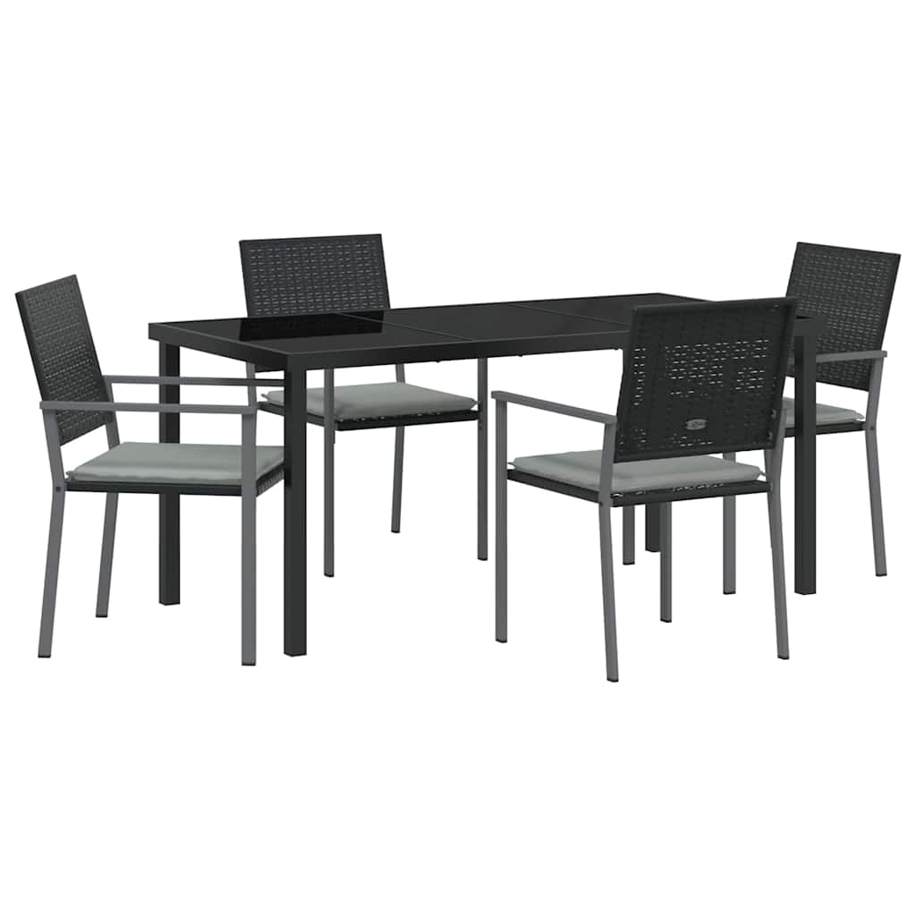 Set da Pranzo per Giardino 5 pcs Nero e Grigio Chiaro
