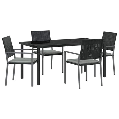 Set da Pranzo per Giardino 5 pcs Nero e Grigio Chiaro