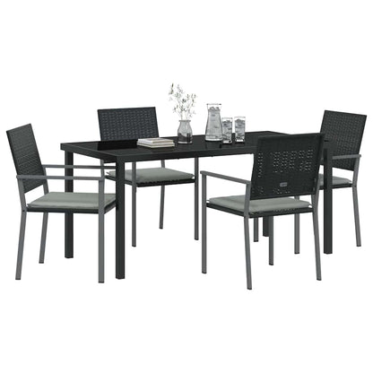 Set da Pranzo per Giardino 5 pcs Nero e Grigio Chiaro