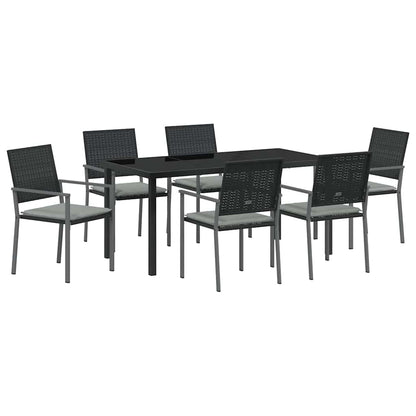 Set da Pranzo per Giardino 7 pcs Nero e Grigio Chiaro
