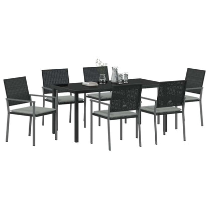 Set da Pranzo per Giardino 7 pcs Nero e Grigio Chiaro