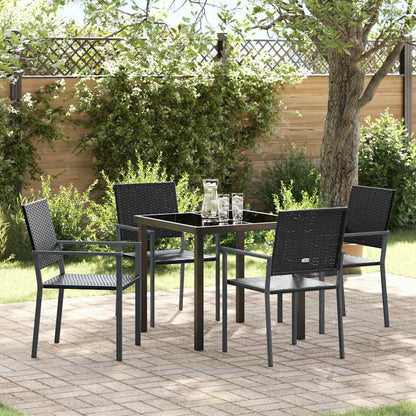 Set da Pranzo per Giardino 5 pcs Nero Rattan in PE
