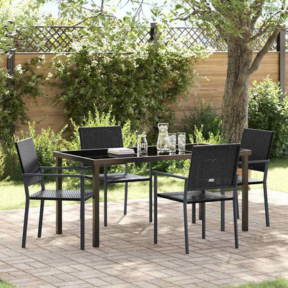 Set da Pranzo per Giardino 5 pcs Nero Rattan in PE