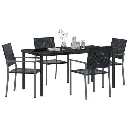 Set da Pranzo per Giardino 5 pcs Nero Rattan in PE