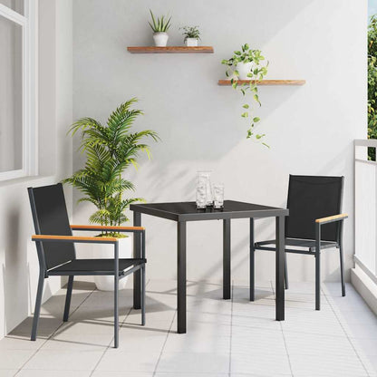 Set da Pranzo per Giardino 3 pcs Nero