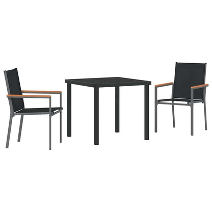 Set da Pranzo per Giardino 3 pcs Nero