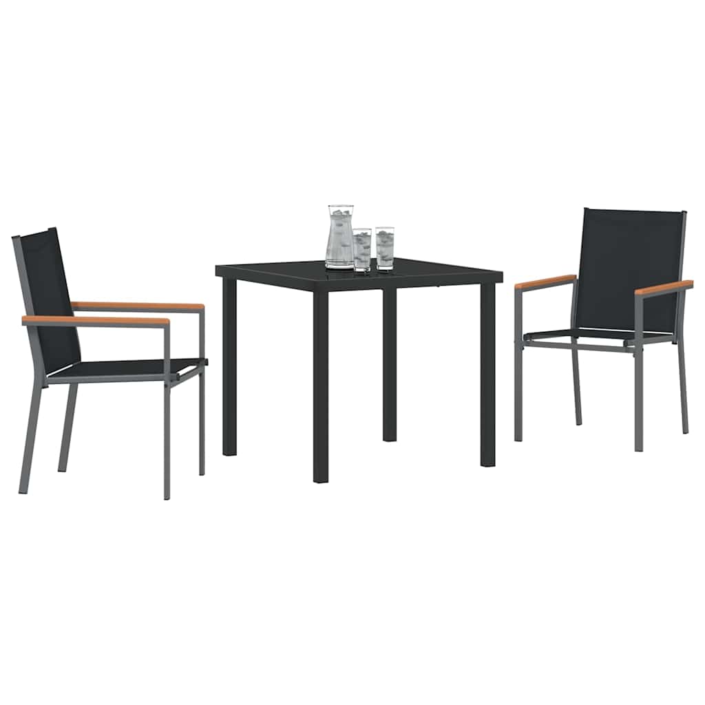 Set da Pranzo per Giardino 3 pcs Nero