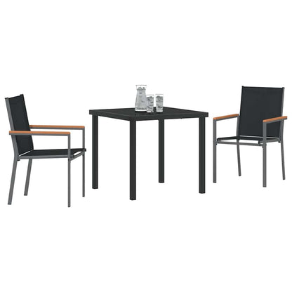 Set da Pranzo per Giardino 3 pcs Nero