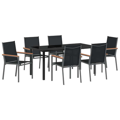 Set da Pranzo per Giardino 7 pcs Nero
