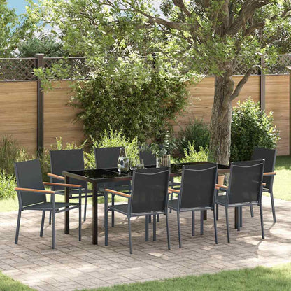 Set da Pranzo per Giardino 9 pcs Nero