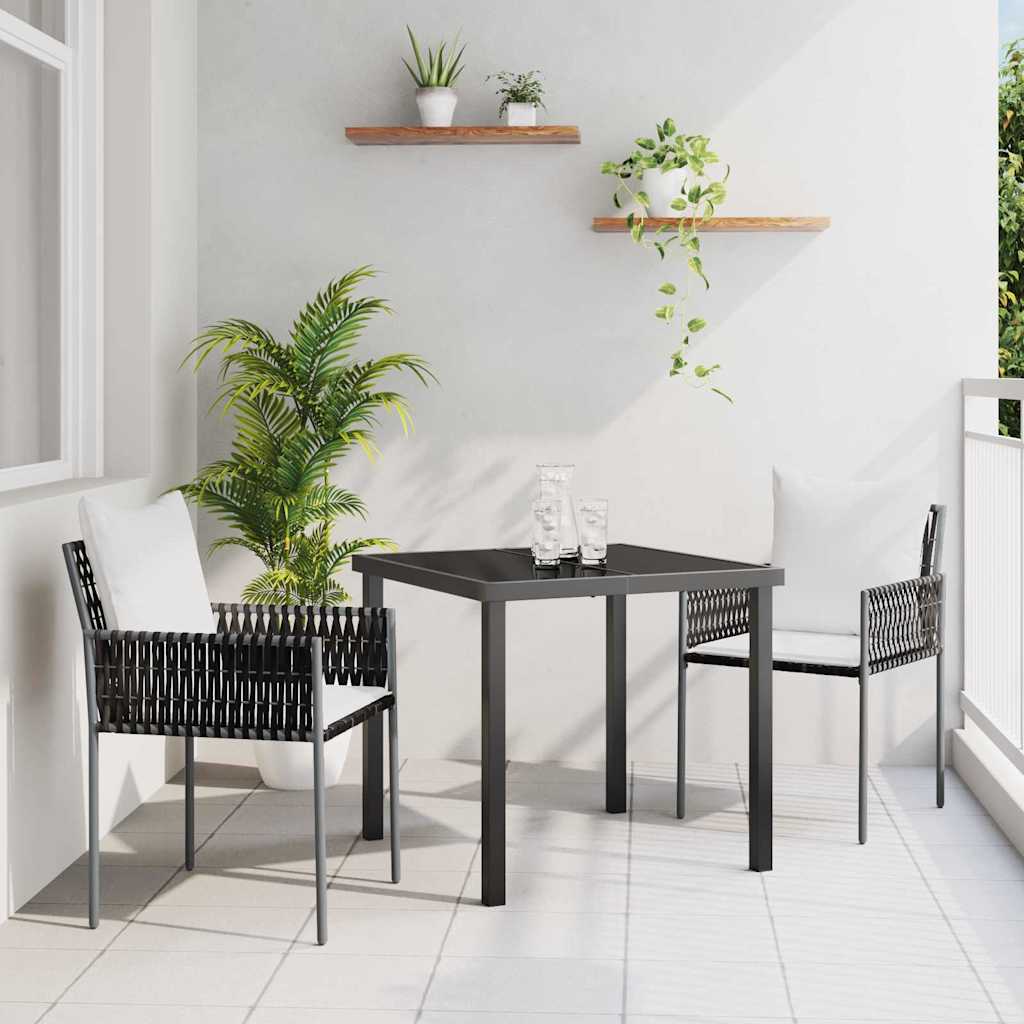 Set da Pranzo per Giardino 3 pcs Marrone e Nero Rattan in PE