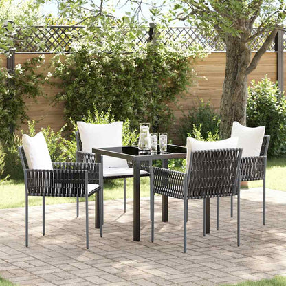 Set da Pranzo per Giardino 5 pcs Marrone e Nero Rattan in PE