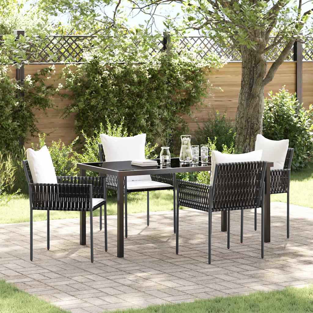Set da Pranzo per Giardino 5 pcs Marrone e Nero Rattan in PE