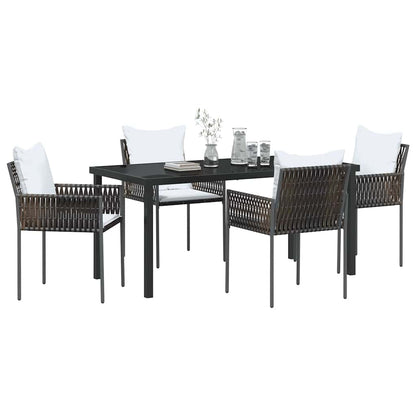 Set da Pranzo per Giardino 5 pcs Marrone e Nero Rattan in PE