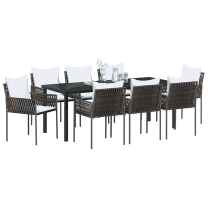 Set da Pranzo per Giardino 9 pcs Marrone e Nero Rattan in PE