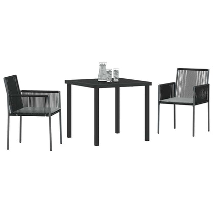 Set da Pranzo per Giardino 3 pcs Nero Rattan in PE