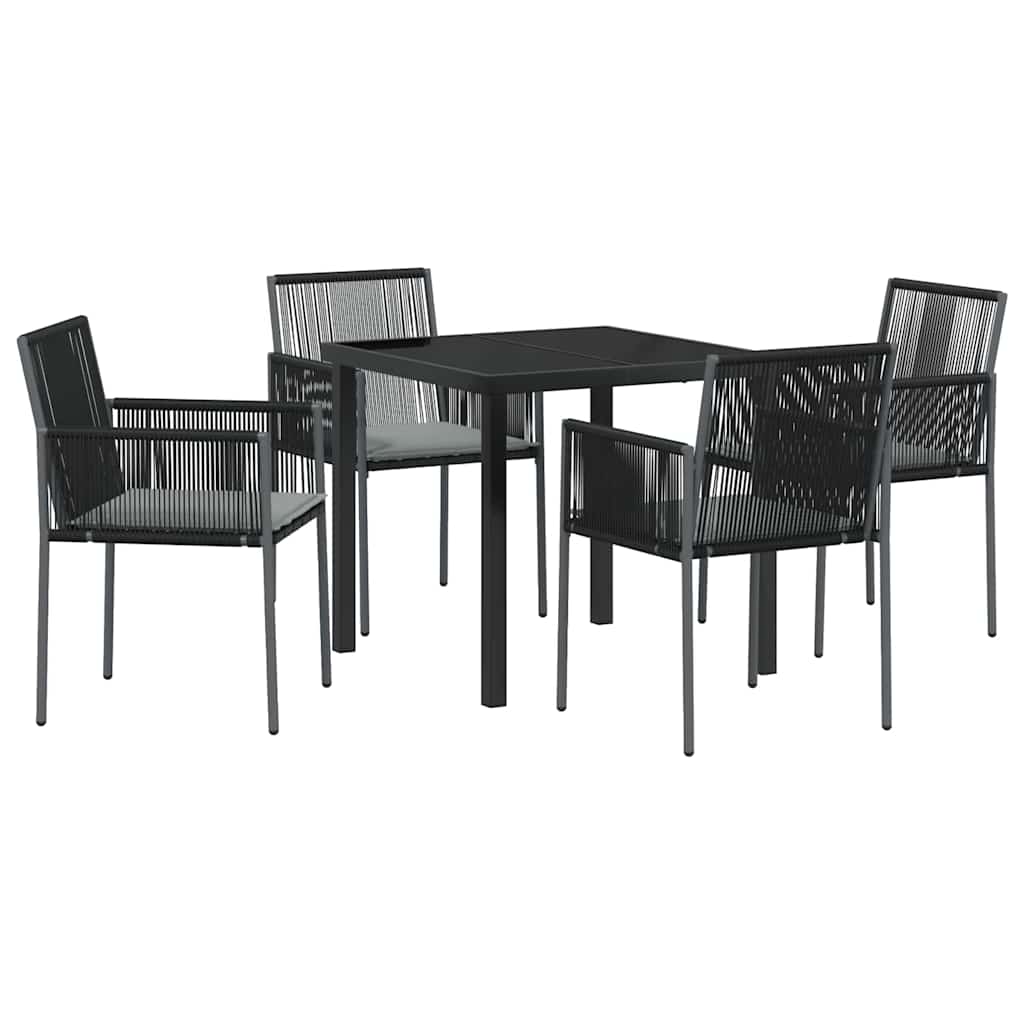 Set da Pranzo per Giardino 5 pcs Nero Rattan in PE