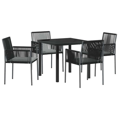 Set da Pranzo per Giardino 5 pcs Nero Rattan in PE