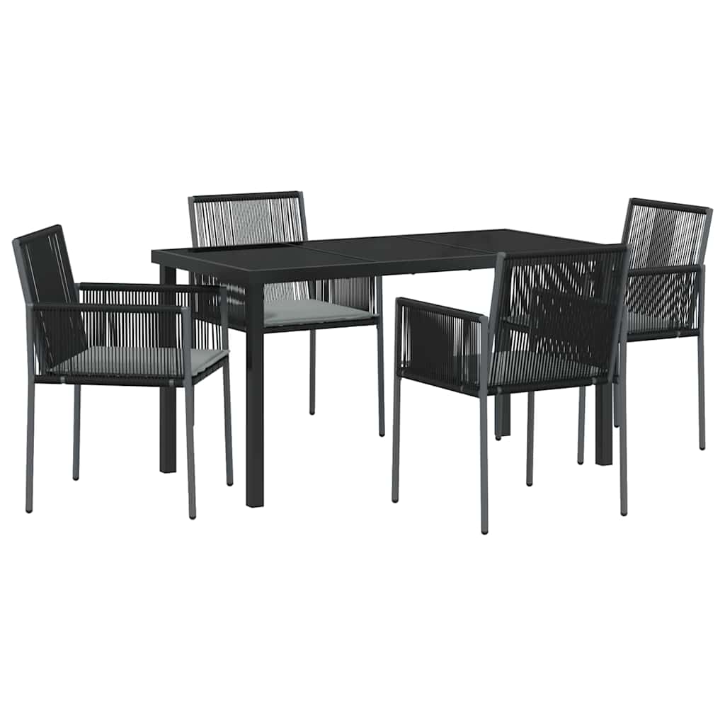 Set da Pranzo per Giardino 5 pcs Nero Rattan in PE