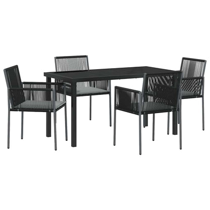 Set da Pranzo per Giardino 5 pcs Nero Rattan in PE