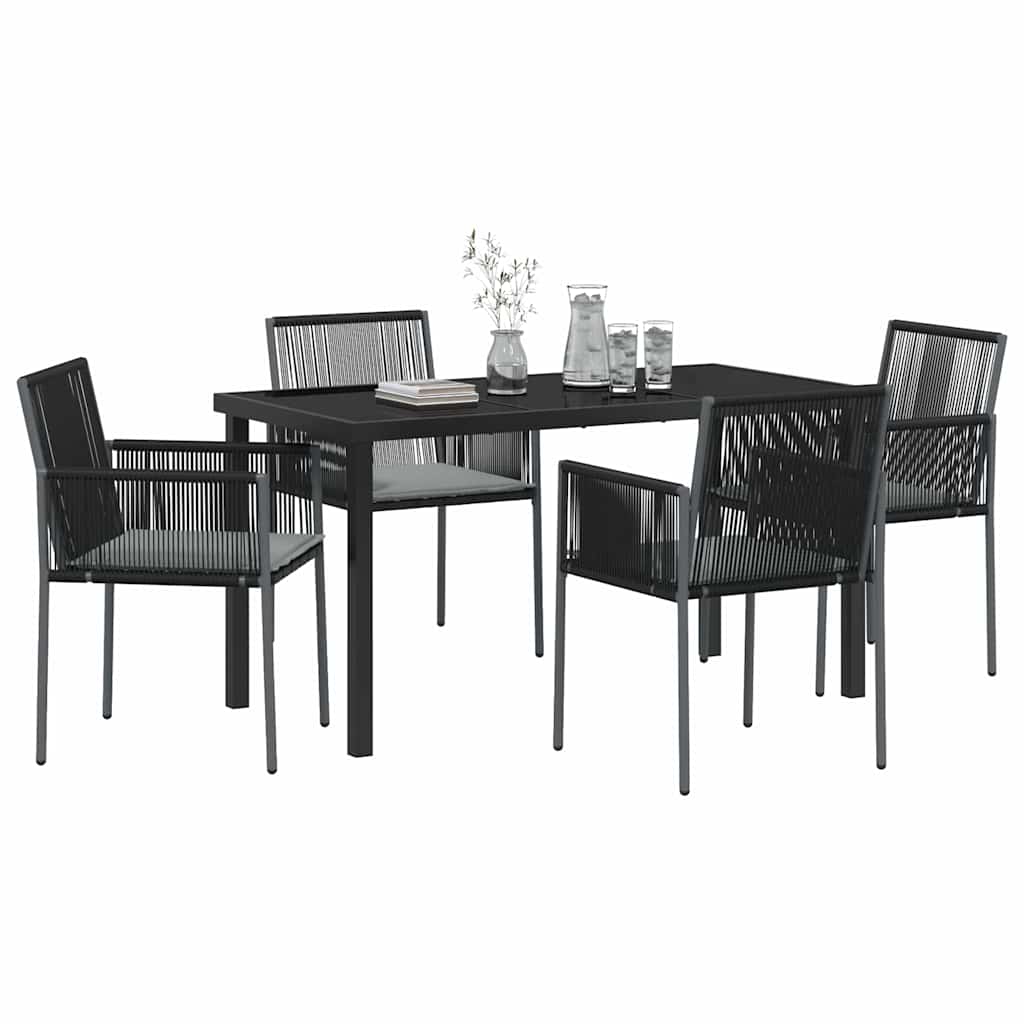 Set da Pranzo per Giardino 5 pcs Nero Rattan in PE