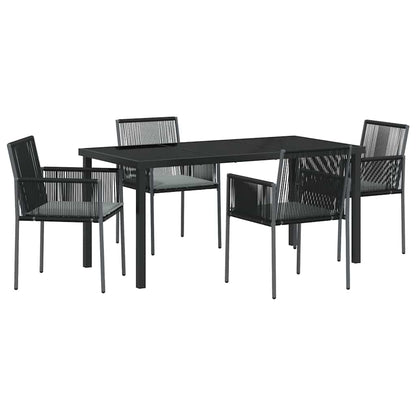 Set da Pranzo per Giardino 5 pcs Nero Rattan in PE