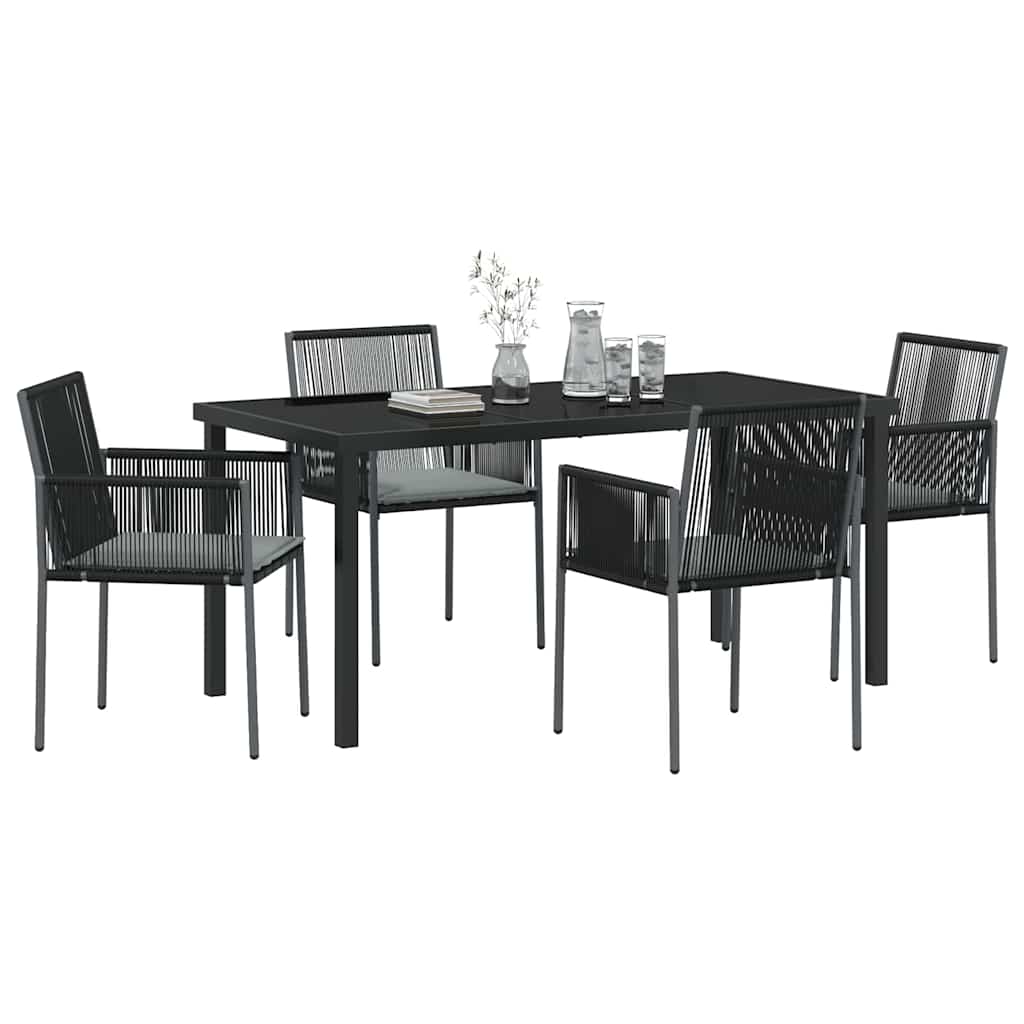 Set da Pranzo per Giardino 5 pcs Nero Rattan in PE