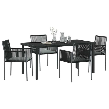 Set da Pranzo per Giardino 5 pcs Nero Rattan in PE