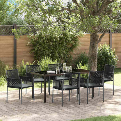 Set da Pranzo per Giardino 7 pcs Nero Rattan in PE