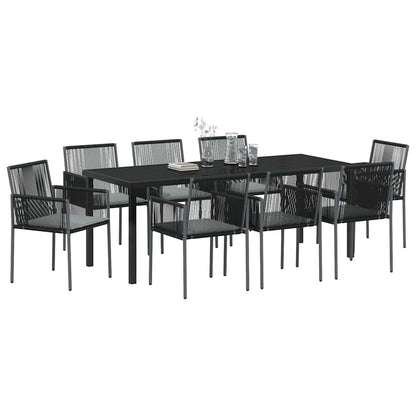Set da Pranzo per Giardino 9 pcs Nero Rattan in PE