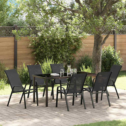 Set da Pranzo per Giardino 7 pcs Nero