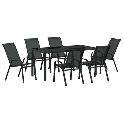 Set da Pranzo per Giardino 7 pcs Nero