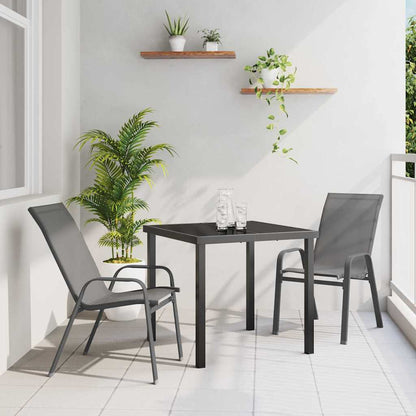 Set da Pranzo per Giardino 3 pcs Grigio e Nero